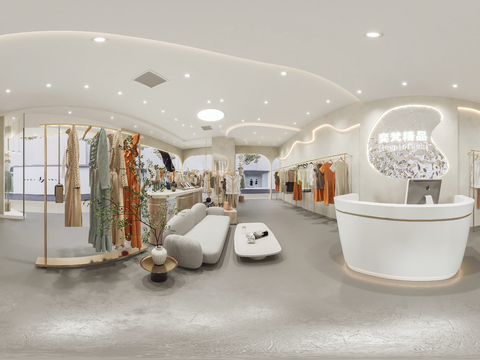  奶油风女士服装店vr全景3d模型 