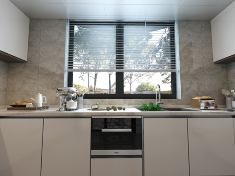  现代厨房vr全景3d模型 