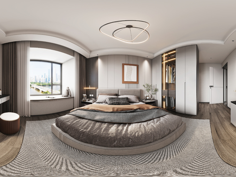  现代轻奢客餐厅卧室cr全景3d模型 