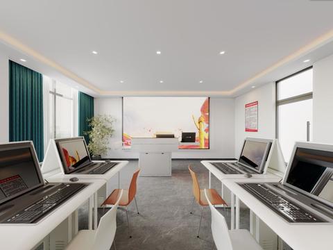  现代党建电教室cr全景3d模型 