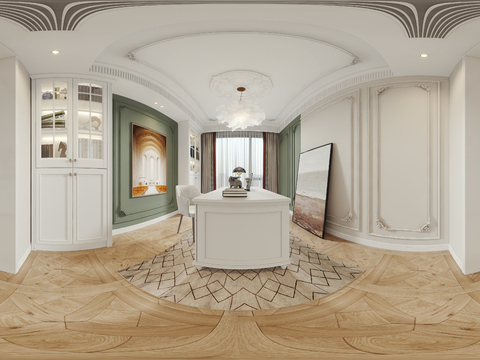  法式卧室主人房vr全景3d模型 