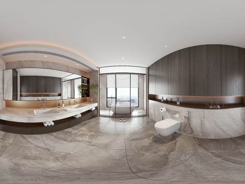  现代卫生间浴室vr全景3d模型 