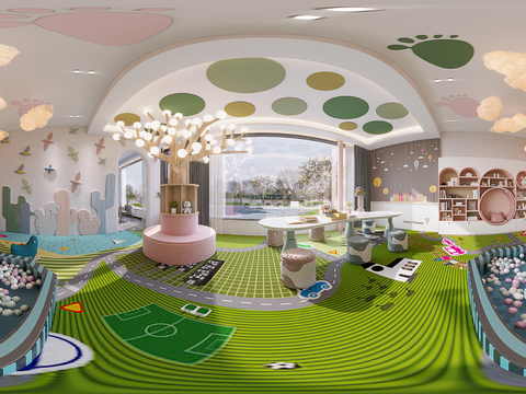  现代儿童游乐场vr全景3d模型 