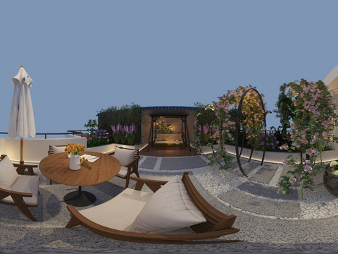  顶楼阳台 花园vr全景3d模型 