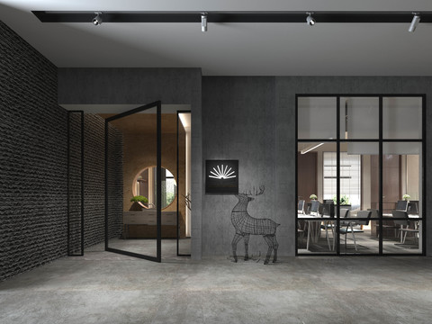  现代办公室全景3D模型 