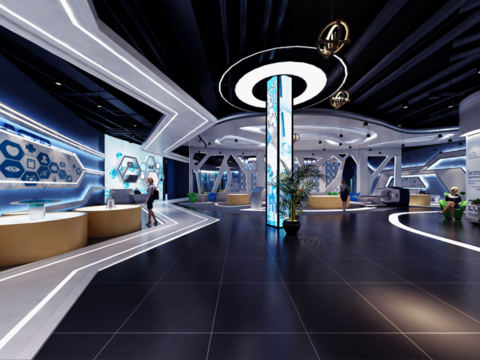  现代医疗产品展厅全景3d模型 