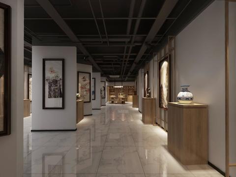  新中式陶瓷展厅vr全景3d模型 