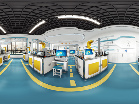  现代机器人实验室vr全景3d模型 