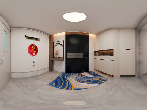  新中式入户电梯间vr全景3d模型 