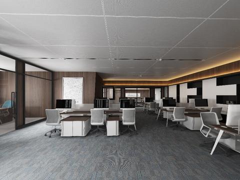  现代办公室全景3D模型 