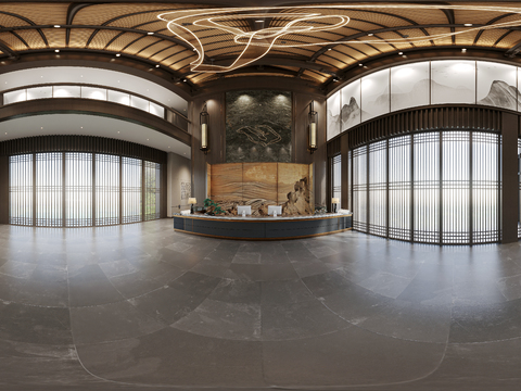  酒店大堂cr全景3d模型 