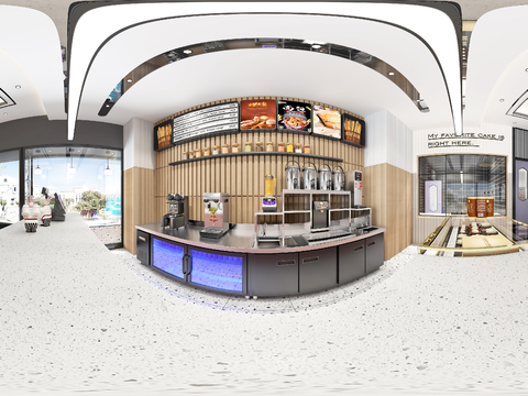  现代奶茶店 甜品店vr全景3d模型 