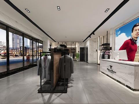  现代男士服装店全景3D模型 