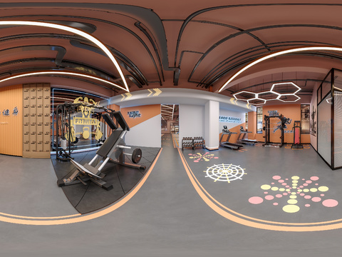  现代健身房 瑜伽室vr全景3d模型 