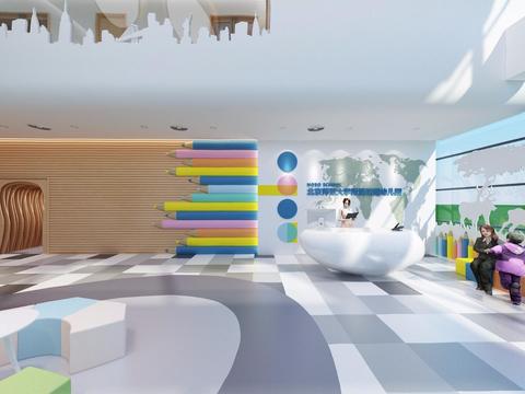  现代幼儿园大厅3D模型 