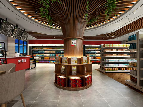  现代便利店超市全景3D模型 