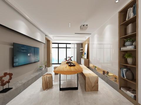  新中式茶室全景3D模型 