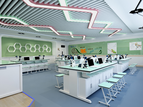  现代生物数字化实验室全景3d模型 