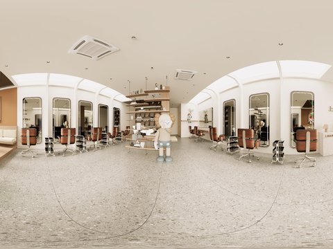  现代理发店 美容美发cr全景3d模型 