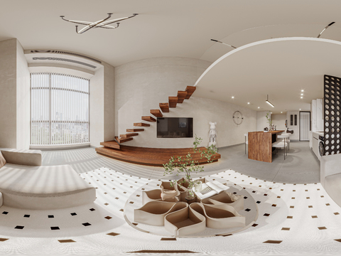  侘寂复式公寓cr全景3d模型 