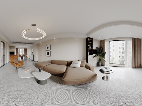  现代客餐厅vr全景3d模型 