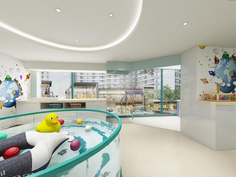  现代婴儿游泳馆母婴店全景3d模型 