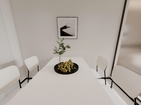  现代餐厅 长方形餐桌cr全景3d模型 