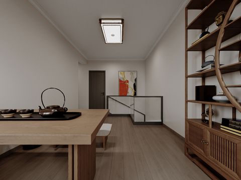  新中式茶室cr全景3d模型 