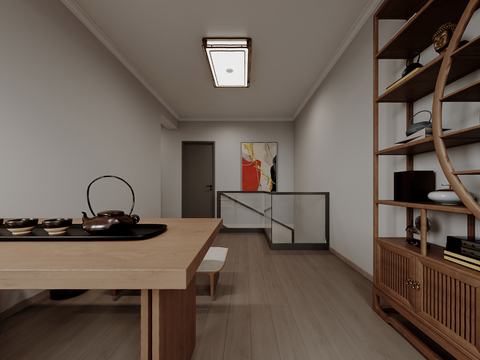  新中式茶室cr全景3d模型 