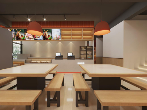 现代快餐店 轻食店vr全景3d模型