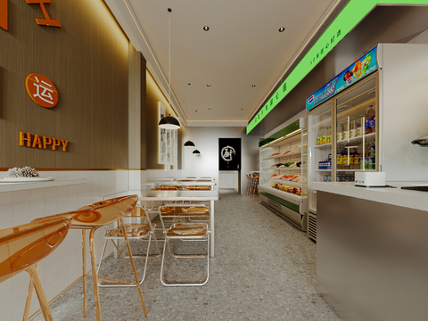 现代炸串店 小吃店cr全景3d模型