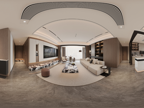 现代意式客餐厅cr全景3d模型