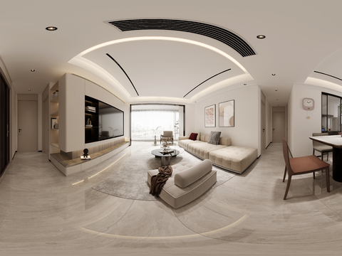  现代客餐厅cr全景3d模型 