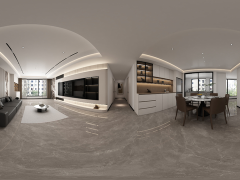  现代客厅全景3d模型 