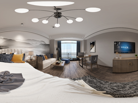  酒店客房全景3d模型 
