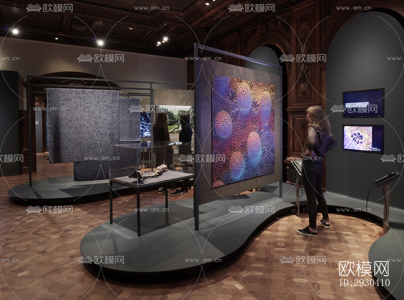 高级灰展览展厅效果图下载（渲染图2）