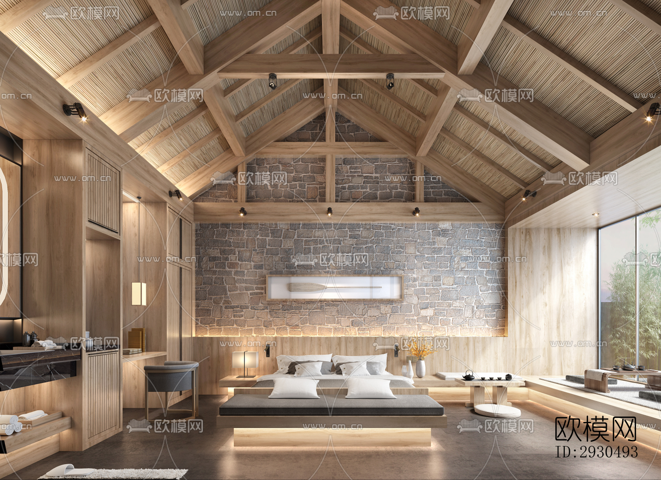 中式酒店民宿效果图下载（渲染图2）