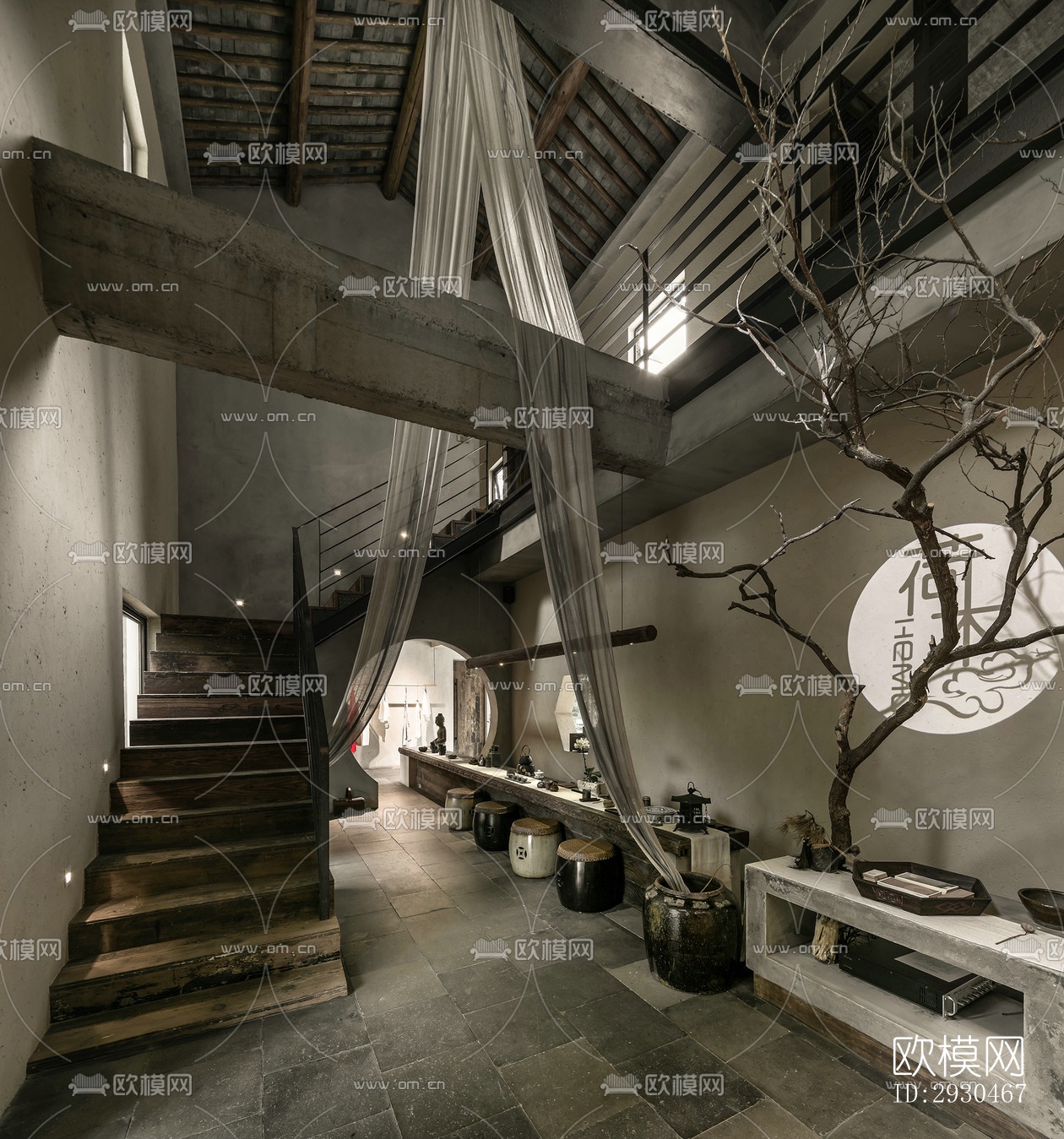 中式酒店民宿效果图下载（渲染图7）