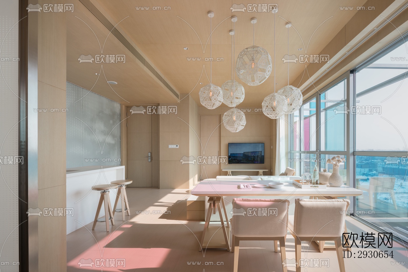 现代酒店民宿效果图下载（渲染图1）