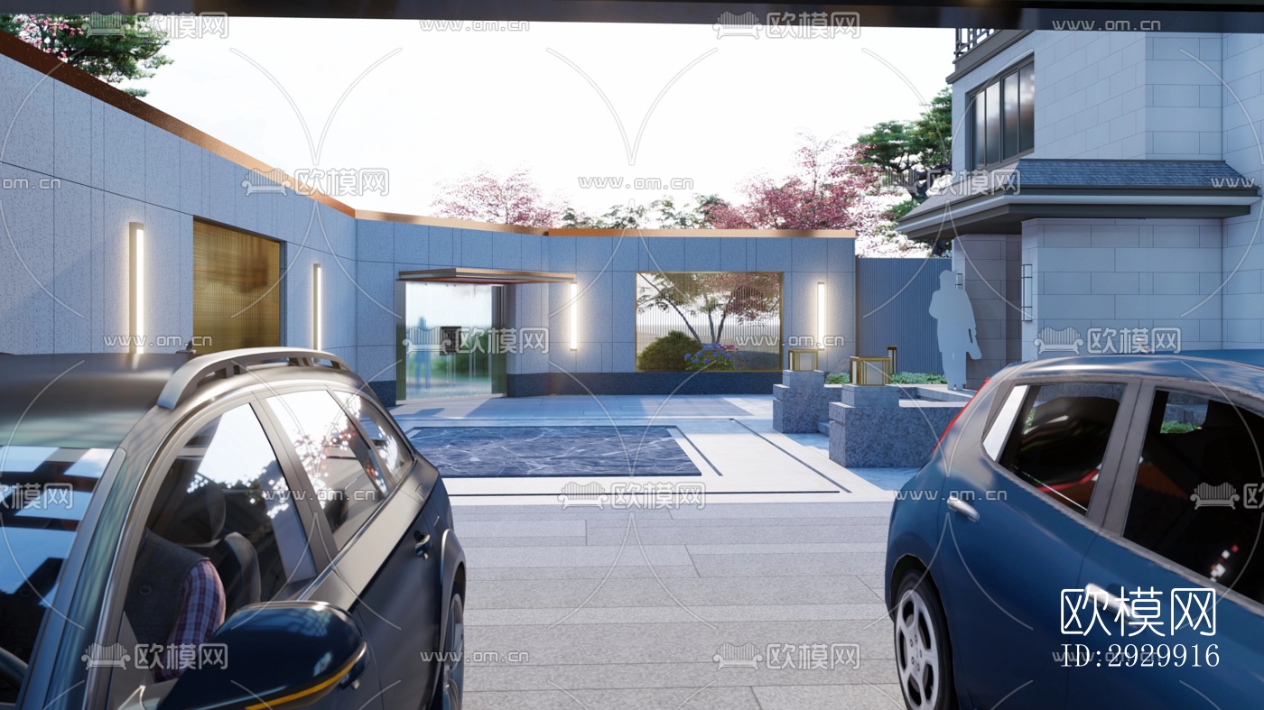 新中式居住景观效果图下载（渲染图6）