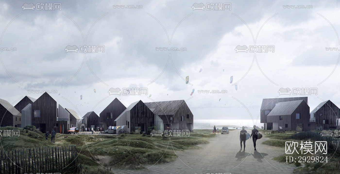 现代居住建筑效果图下载（渲染图1）