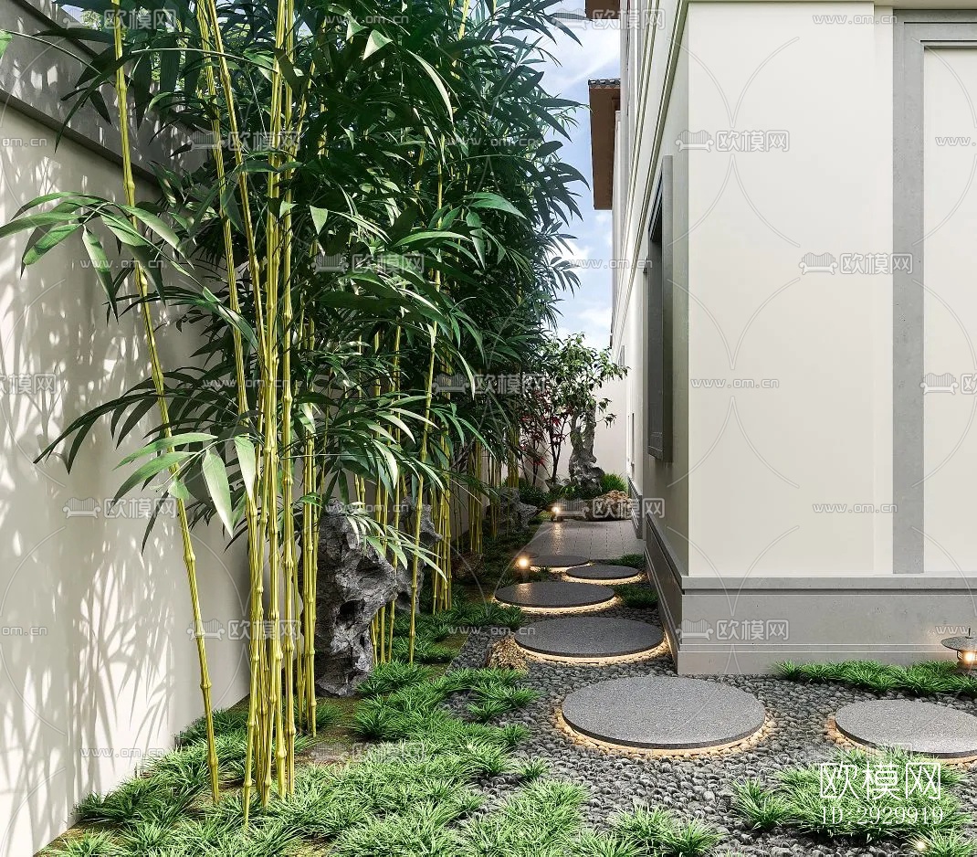 新中式居住景观效果图下载（渲染图6）