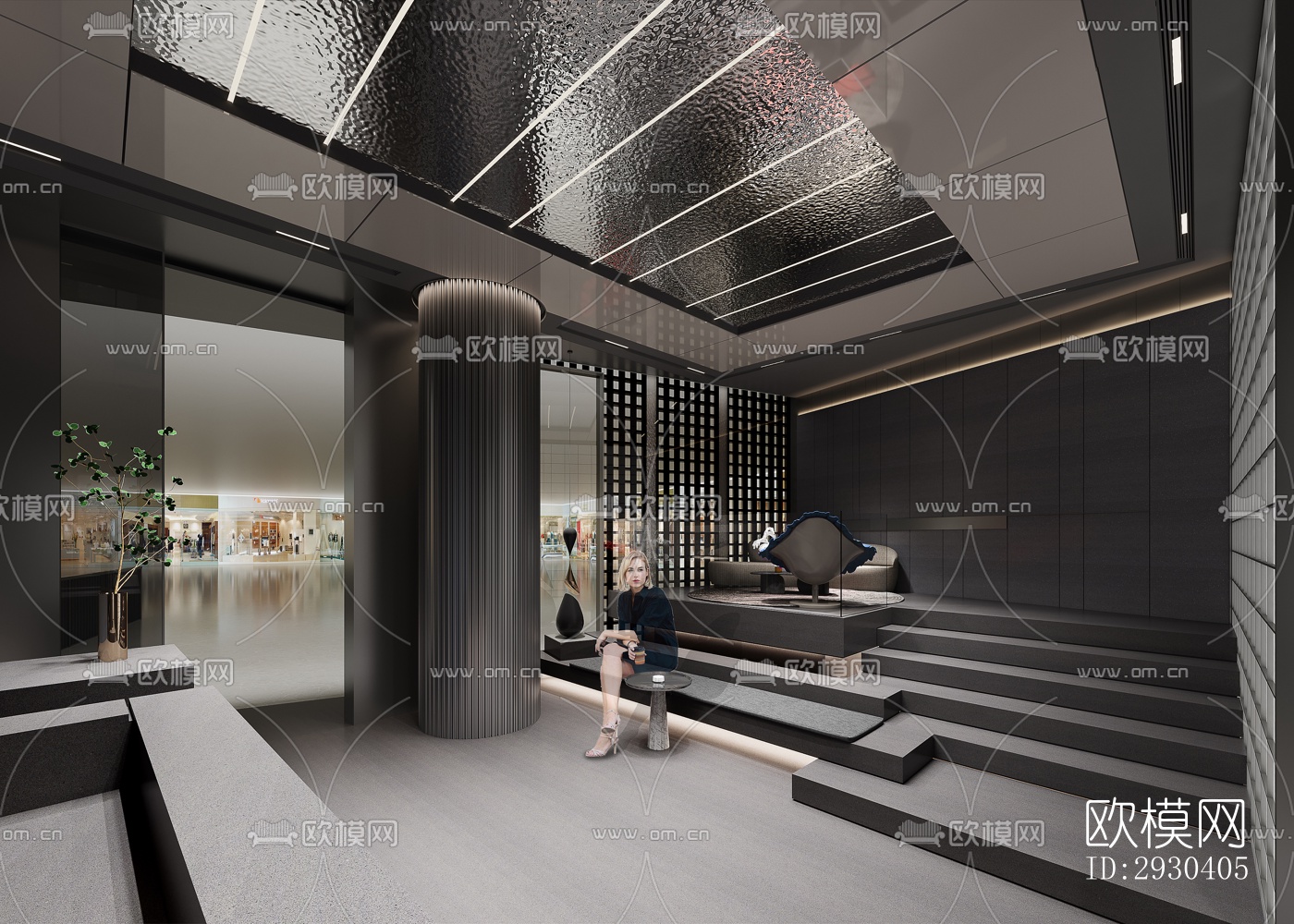 高级灰展览展厅效果图效果图-设计效果图ID:2930405-欧模网