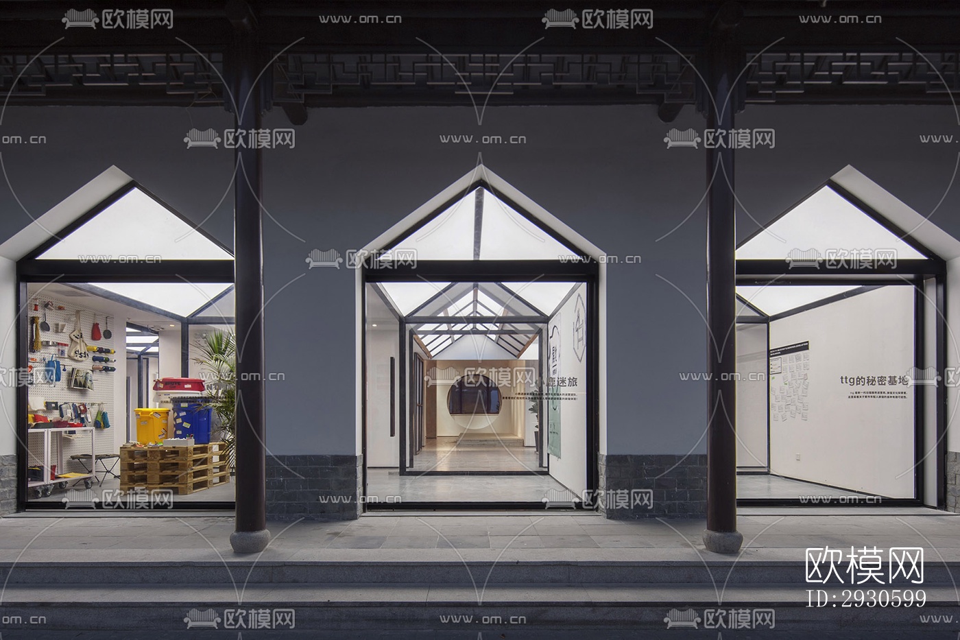 新中式酒店民宿效果图下载（渲染图2）