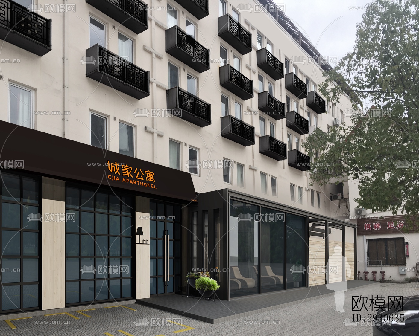 现代酒店民宿效果图下载（渲染图8）