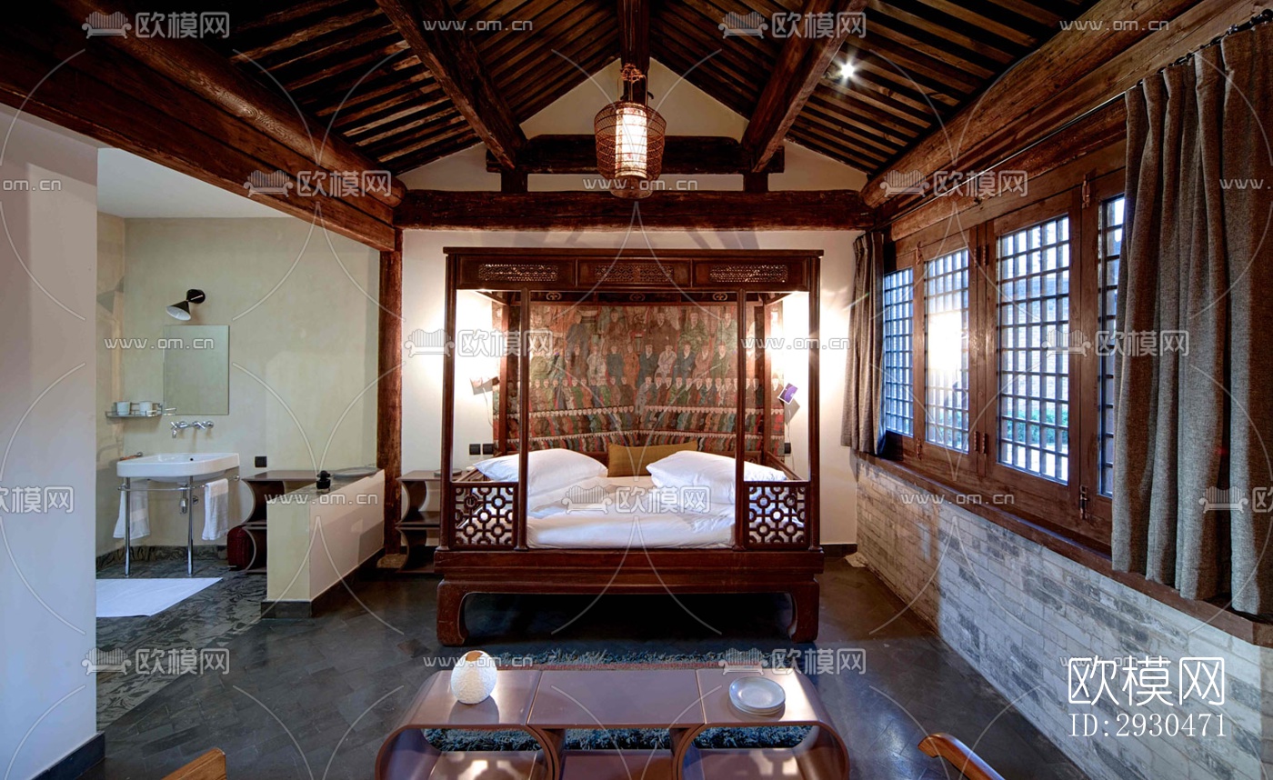 中式酒店民宿效果图下载（渲染图4）