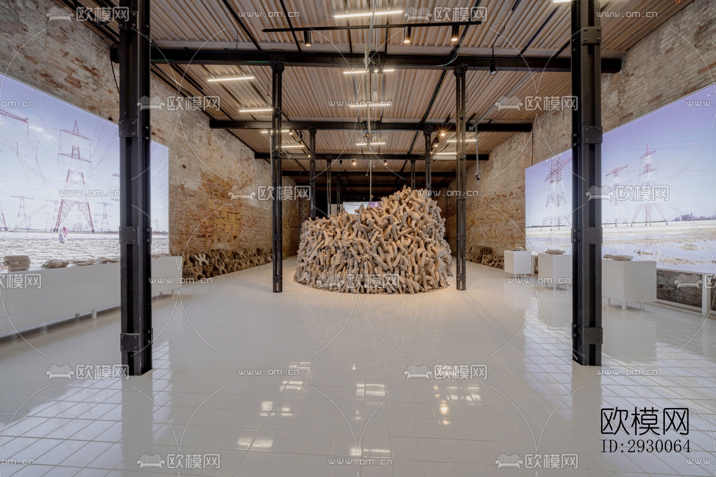 工业风展览展厅效果图下载（渲染图6）