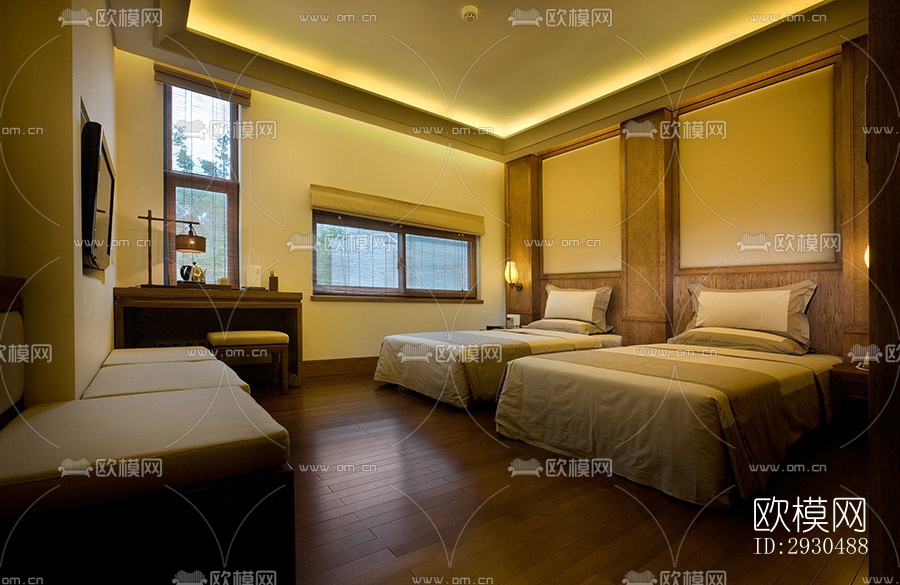 中式酒店民宿效果图下载（渲染图10）