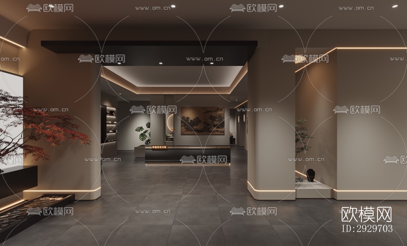 新中式美术博物馆效果图下载（渲染图9）