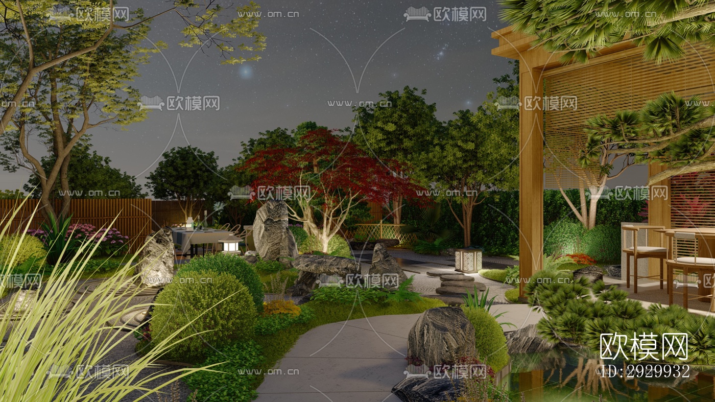 日式居住景观效果图下载（渲染图12）